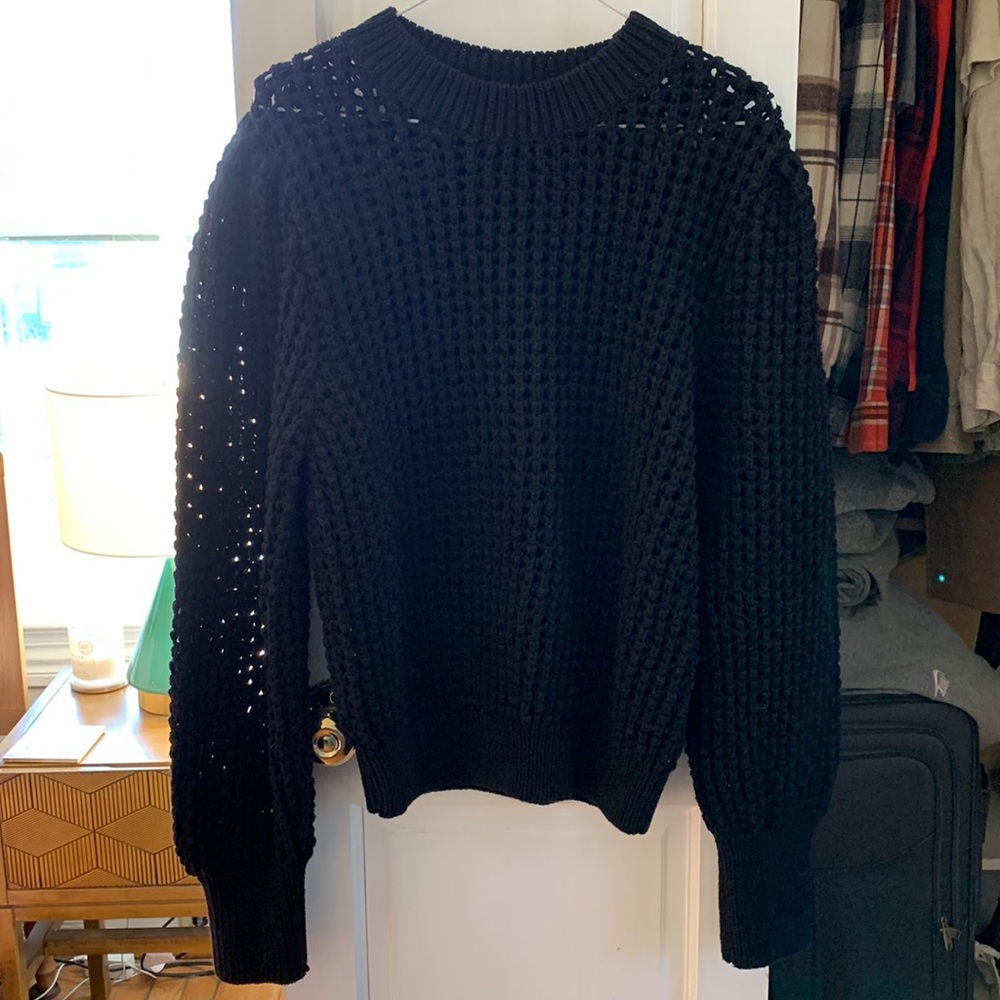 Chunky Black Cable Knit Sweater by Zara - L